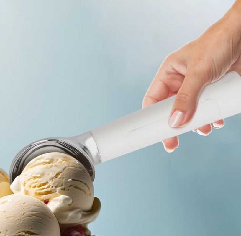 Heated Ice Cream Scoop Rechargeable - Electric Ice Cream Scoop for Hard Ice Cream, Preheats to 158°F, Self-Warming with LED Display, Off-White